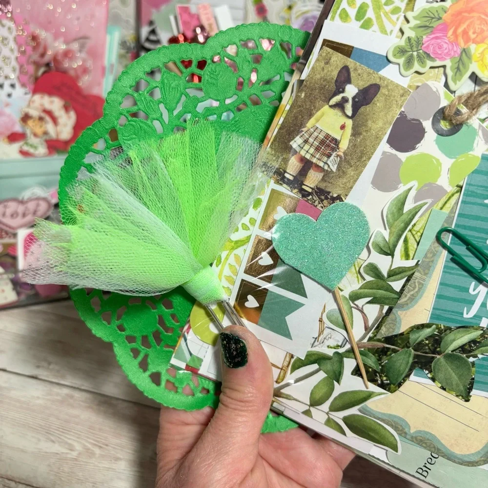 Green Themed Junk Journal Paper Scrap Pack Kit 100 Pieces Ephemera Scrapbook Lot
